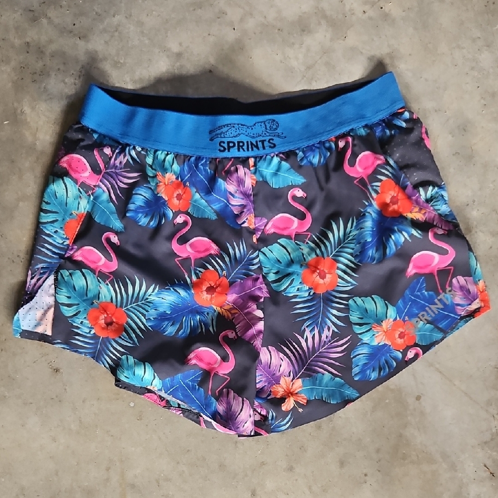 Women's Athletic Shorts - Tropical Flamingo Print